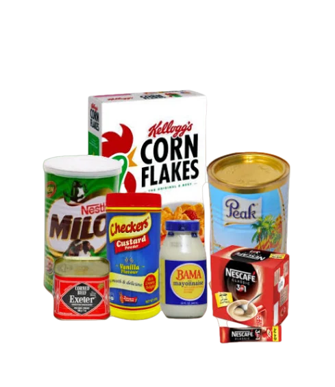 Milo, Peak milk powder, corn flakes, beef, and other provisions for school