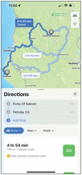 Apple Maps directions