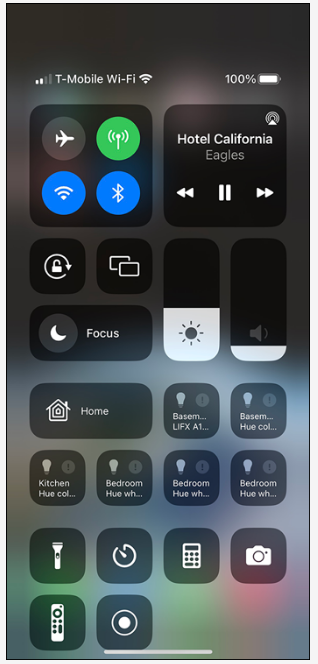 iPhone Control Center